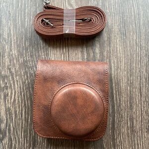 Brown Leather Fuji Film Instax Camera Bag